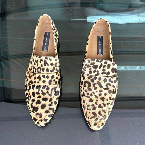 Steve Madden Women's Brown and Tan Animal Print Loafer Flats Size 10 Shoes - Picture 3 of 17